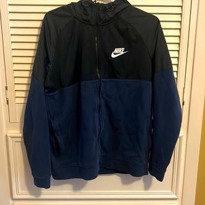 Large Nike Black&Blue Hooded Zip Up Sweater